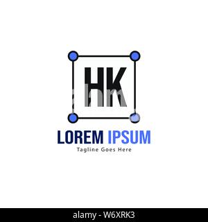 Erste HK logo Vorlage mit modernen Rahmen. Minimalistische HK schreiben logo Vector Illustration Design Stock Vektor