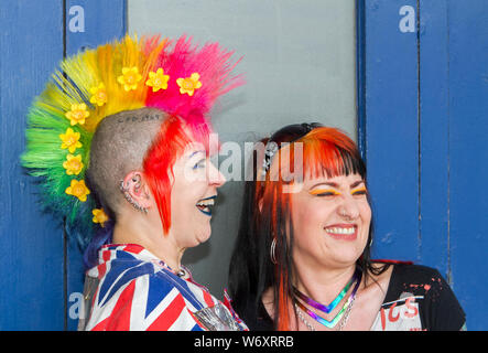 Blackpool, Lancashire, UK. 3. August 2019. Die fabelhafte Punk Rebellion Festival zurück in den Winter Gardens in Blackpool für ein Wochenende live Punk Rock Musik. Die Rebellion Festival, früher Urlaub in der Sonne und die VERGEUDETEN Festival ist ein britischer Punk Rock Festival 1996 zum ersten Mal statt. Diese offen für alle Veranstaltung zieht Tausende von Besuchern aus Übersee alle ihre Lieblings punk Musiker an einem Ort zu sehen. Credit: cernan Elias/Alamy leben Nachrichten Stockfoto