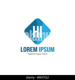 Erste HI logo Vorlage mit modernen Rahmen. Minimalistische HI schreiben logo Vector Illustration Design Stock Vektor