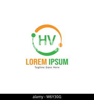 Erste HV logo Vorlage mit modernen Rahmen. Minimalistische HV schreiben logo Vector Illustration Design Stock Vektor