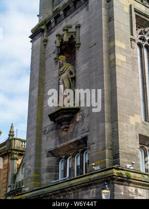 Statue von William Wallace auf dem Wallace Tower, High Street, Ayr, South Ayrshire, Schottland, Großbritannien Stockfoto