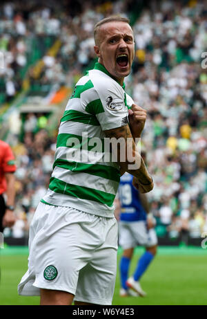 Celtic's Leigh Griffiths feiert nach dem Scoring Das siebte Ziel während der LADBROKES Scottish Premier League Spiel im Celtic Park, Glasgow. Stockfoto