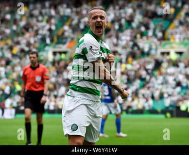 Celtic's Leigh Griffiths feiert nach dem Scoring Das siebte Ziel während der LADBROKES Scottish Premier League Spiel im Celtic Park, Glasgow. Stockfoto