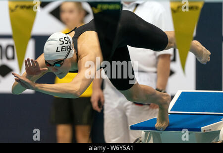 Berlin, Deutschland. 03 Aug, 2019. Schwimmen: Deutsche Meisterschaft: 200 m Lagen der Frauen: Marie Pietruschka beginnt. Quelle: Bernd Thissen/dpa/Alamy leben Nachrichten Stockfoto