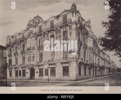 EDIFICIO DE LA SUCURSAL del Banco Hispano Americano DE MALAGA. Lage: Banco Santander Central HISPAN. MADRID. Spanien. Stockfoto