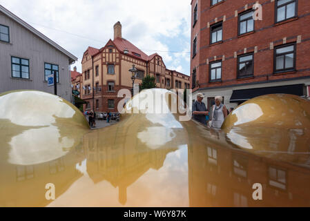 Göteborg, Schweden - 19 Juli, 2019: Blick auf ein Kunstwerk im Haga Viertel von Göteborg, Schweden. Stockfoto