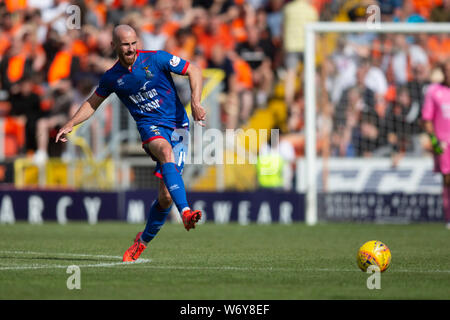 3. Aug. 2019, Tannadice Park, Dundee, Schottland, Ladbrokes Meisterschaft Fußball, Dundee United gegen Inverness Caledonian Thistle; James Vincent von Inverness Caledonian Thistle Stockfoto