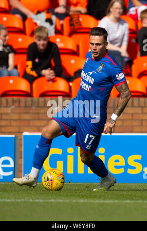 3. Aug. 2019, Tannadice Park, Dundee, Schottland, Ladbrokes Meisterschaft Fußball, Dundee United gegen Inverness Caledonian Thistle; Meilen Geschichte von Inverness Caledonian Thistle Stockfoto