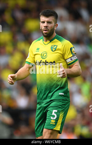 Norwich City Grant Hanley während der Vor Saisonbeginn Gleiches an Carrow Road, Norwich. Stockfoto