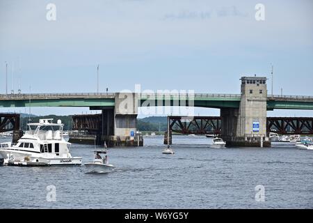 Sehenswürdigkeiten rund um Newburyport, Massachusetts entlang dem Merrimack River an der Boston North Shore Stockfoto