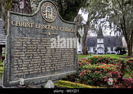 Der Christus Kirche in St. Simons Island, Georgia. Die ursprüngliche Kirche aus Holz wurde 1820 dann im Bürgerkrieg zerstört wurde und wieder aufgebaut, wie es heute steht im Jahre 1884. Stockfoto