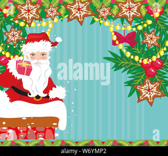 Abstrakte Weihnachtskarte mit Weihnachtsmann Stockfoto