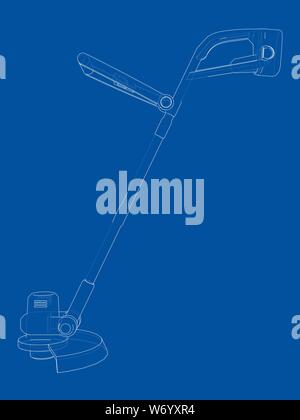 Umrisse Trimmer grass Cutter. Vektor Stock Vektor