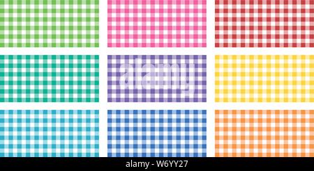 Platz von Vichy Stoffen in verschiedenen Farben Stock Vektor