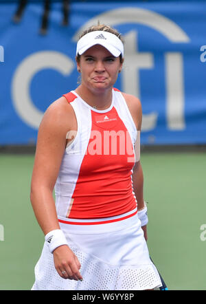 August 3, 2019: Caty McNally (USA) verliert an Camila Giorgi (ITA) 7-6, 6-2, am CitiOpen gespielt bei Rock Creek Park Tennis Center in Washington, DC. © Leslie Billman/Tennisclix/CSM Stockfoto