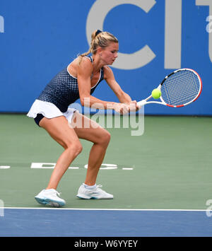 August 3, 2019: Camila Giorgi (ITA) besiegt Caty McNally (USA) 7-6, 6-2, am CitiOpen gespielt bei Rock Creek Park Tennis Center in Washington, DC. © Leslie Billman/Tennisclix/CSM Stockfoto