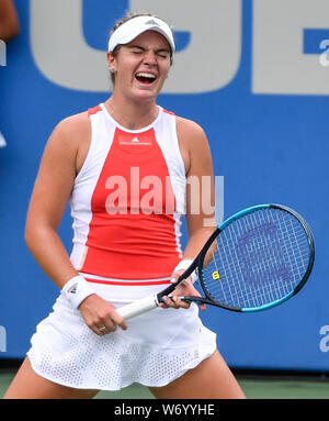 August 3, 2019: Caty McNally (USA) verliert an Camila Giorgi (ITA) 7-6, 6-2, am CitiOpen gespielt bei Rock Creek Park Tennis Center in Washington, DC. © Leslie Billman/Tennisclix/CSM Stockfoto