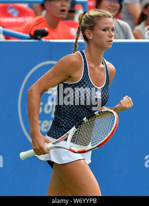 August 3, 2019: Camila Giorgi (ITA) besiegt Caty McNally (USA) 7-6, 6-2, am CitiOpen gespielt bei Rock Creek Park Tennis Center in Washington, DC. © Leslie Billman/Tennisclix/CSM Stockfoto