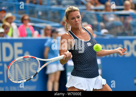 August 3, 2019: Camila Giorgi (ITA) besiegt Caty McNally (USA) 7-6, 6-2, am CitiOpen gespielt bei Rock Creek Park Tennis Center in Washington, DC. © Leslie Billman/Tennisclix/CSM Stockfoto