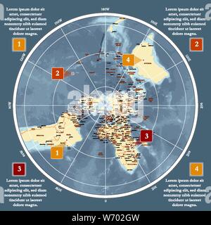 Weltkarte in polar Projektion Stock Vektor