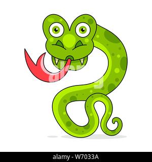Cartoon Schlange Cute Reptile Vector Illustration auf weißem Hintergrund Stock Vektor