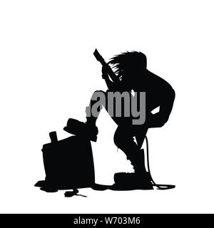 Giutar player Silhouette mit Lautsprecher Stock Vektor