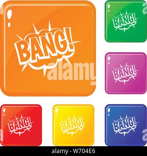 Bang, Sprechblase explosion Icons Set Vector Farbe Stock Vektor