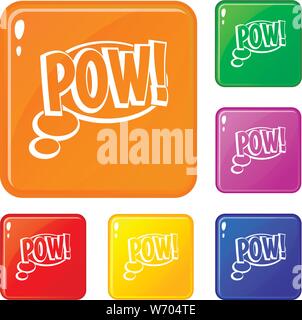 Pow, Sprechblase Icons Set Vector Farbe Stock Vektor