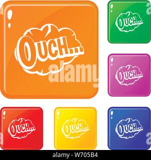 Autsch, Rede cloud Icons Set Vector Farbe Stock Vektor