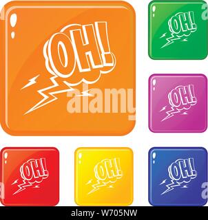 Oh, Sprechblase Icons Set Vector Farbe Stock Vektor
