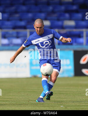 HARTLEPOOL, ENGLAND 3. August Liam Noble von Hartlepool United in Aktion während der Vanarama nationalen Liga Match zwischen Hartlepool United und Sutton United im Victoria Park, Hartlepool am Samstag, den 3. August 2019. (Credit: Mark Fletcher | MI Nachrichten) Stockfoto