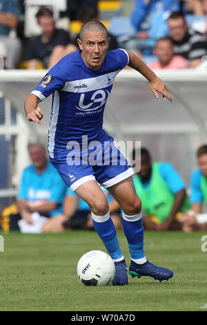 HARTLEPOOL, ENGLAND 3. August Liam Noble von Hartlepool United in Aktion während der Vanarama nationalen Liga Match zwischen Hartlepool United und Sutton United im Victoria Park, Hartlepool am Samstag, den 3. August 2019. (Credit: Mark Fletcher | MI Nachrichten) Stockfoto