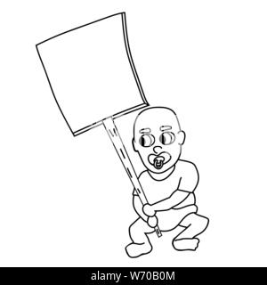 Cartoon protestieren Baby. Isolierte Umrisse Vektor illustration Stock Vektor