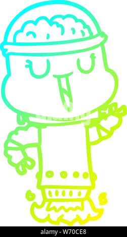 Kalte gradient Zeichnung eines glücklichen cartoon Roboter fliegen Stock Vektor