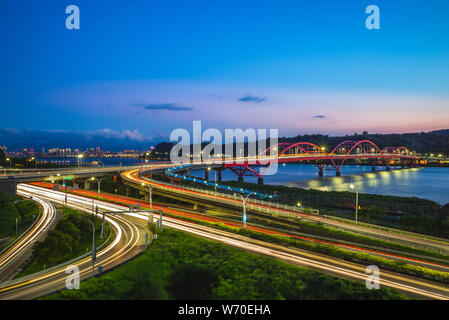 Landschaft der neuen Taipei City durch die tamsui Fluss Stockfoto