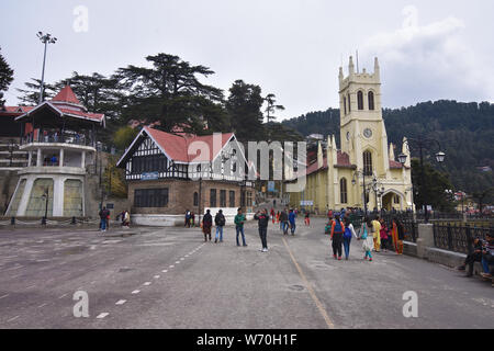 The Mall and Ridge, Shimla, Himachal Pradesh, Indien Stockfoto