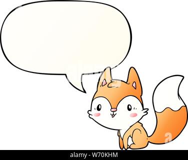 Cute cartoon Fuchs mit Sprechblase in glatten Farbverlauf Stock Vektor