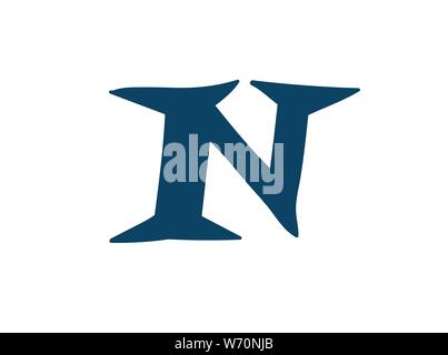 Lateinischer Buchstabe N. Vektor. Logo für das Unternehmen. Symbol für den Standort. Separates Schreiben aus dem Alphabet. Stacheldraht angenehm gestalten. Stock Vektor