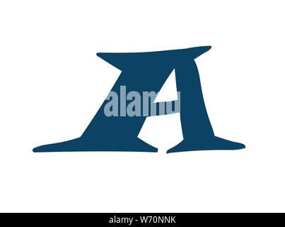 Lateinischer Buchstabe A. Vektor. Logo für das Unternehmen. Symbol für den Standort. Separates Schreiben aus dem Alphabet. Stacheldraht angenehm gestalten. Stock Vektor