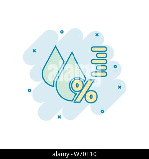 Luftfeuchtigkeit Symbol im Comic-stil. Klima vektor Cartoon Illustration auf weißem Hintergrund isoliert. Temperatur Prognose Geschäftskonzept splash Wirkung. Stock Vektor