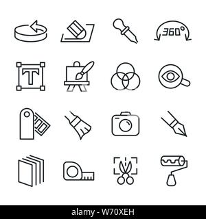 Vector Icons Set von Design und Kreativität. Stock Vektor