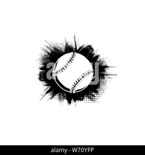 White baseball Symbol mit Schwarz grunge Rahmen auf weißem Hintergrund Stock Vektor
