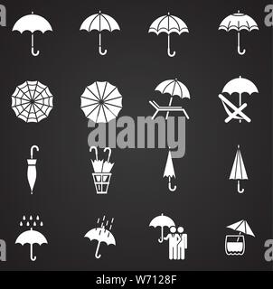 Regenschirm Symbole auf dem Hintergrund für Grafik- und Webdesign. Einfache Abbildung. Internet Konzept Symbol für Website Taste oder mobile App. Stock Vektor
