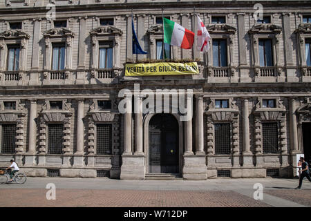 Mailand, Italien - 30. Juni 2019: Ansicht des Palazzo Marino, Comune di Milano Stockfoto