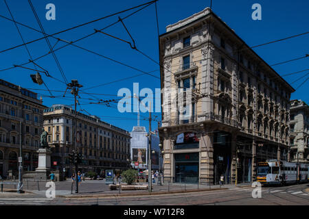 Mailand, Italien - 30. Juni 2019: Blick auf die Piazza Cordusio Stockfoto