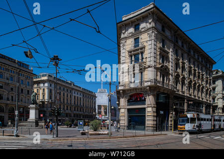 Mailand, Italien - 30. Juni 2019: Blick auf die Piazza Cordusio Stockfoto