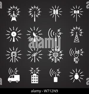 Antennen ähnliche Symbole auf dem Hintergrund für Grafik- und Webdesign. Einfache Abbildung. Internet Konzept Symbol für Website Taste oder mobile App. Stock Vektor