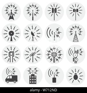 Antennen ähnliche Symbole auf dem Hintergrund für Grafik- und Webdesign. Einfache Abbildung. Internet Konzept Symbol für Website Taste oder mobile App. Stock Vektor