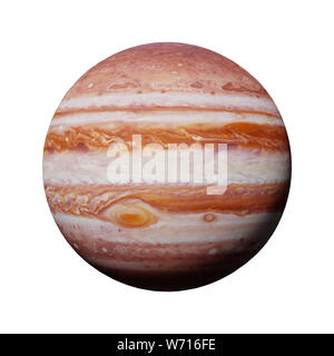 Planet Jupiter isoliert auf weißem Hintergrund Stockfoto