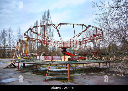 Alte Riesenrad in die Geisterstadt Pripyat. Folgen der Unfall im Kernkraftwerk Tschernobyl Stockfoto